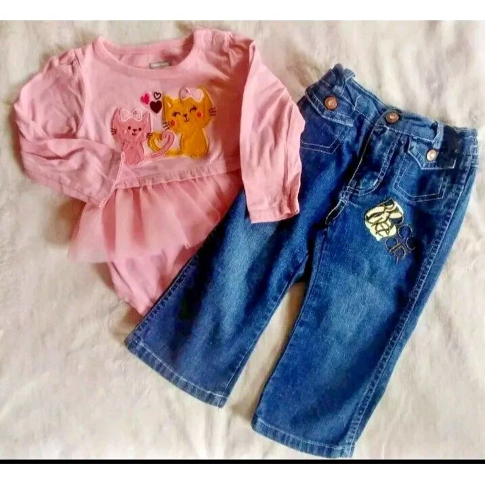 shirt 18 month Girls Garanimals pink ballerina top and Roca Wear jeans  Baby